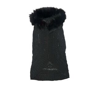 Sisters Faux Fur Lined Knit Sleeveless Knit Cardigan Sweater Open Front Size XL